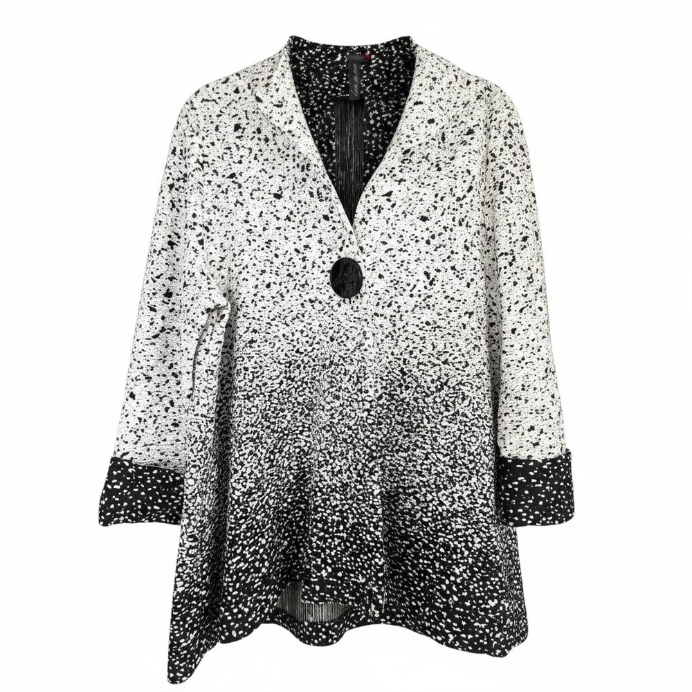 Dance in‎ Paris Womens Speckled Ombre Textured Jacket Black White Size L
